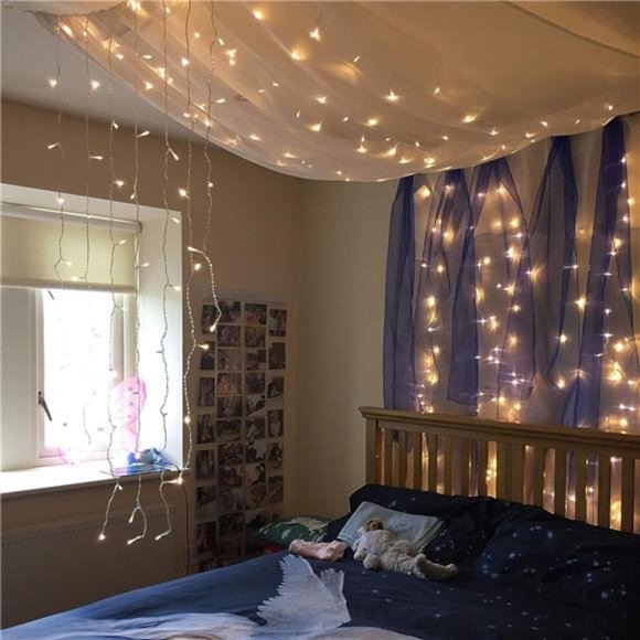 300 LED Curtain String Light 8 Lighting Modes Fairy Twinkle Lights Wedding Party - Picture 6 of 6